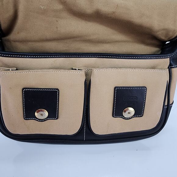 Vintage COACH Shoulder Bag Purse Canvas Brown Leather Crossbody Hipster FLAWS - Picture 7 of 16